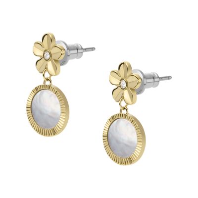 Mother Of Pearl Color Blossom Diamond Earrings