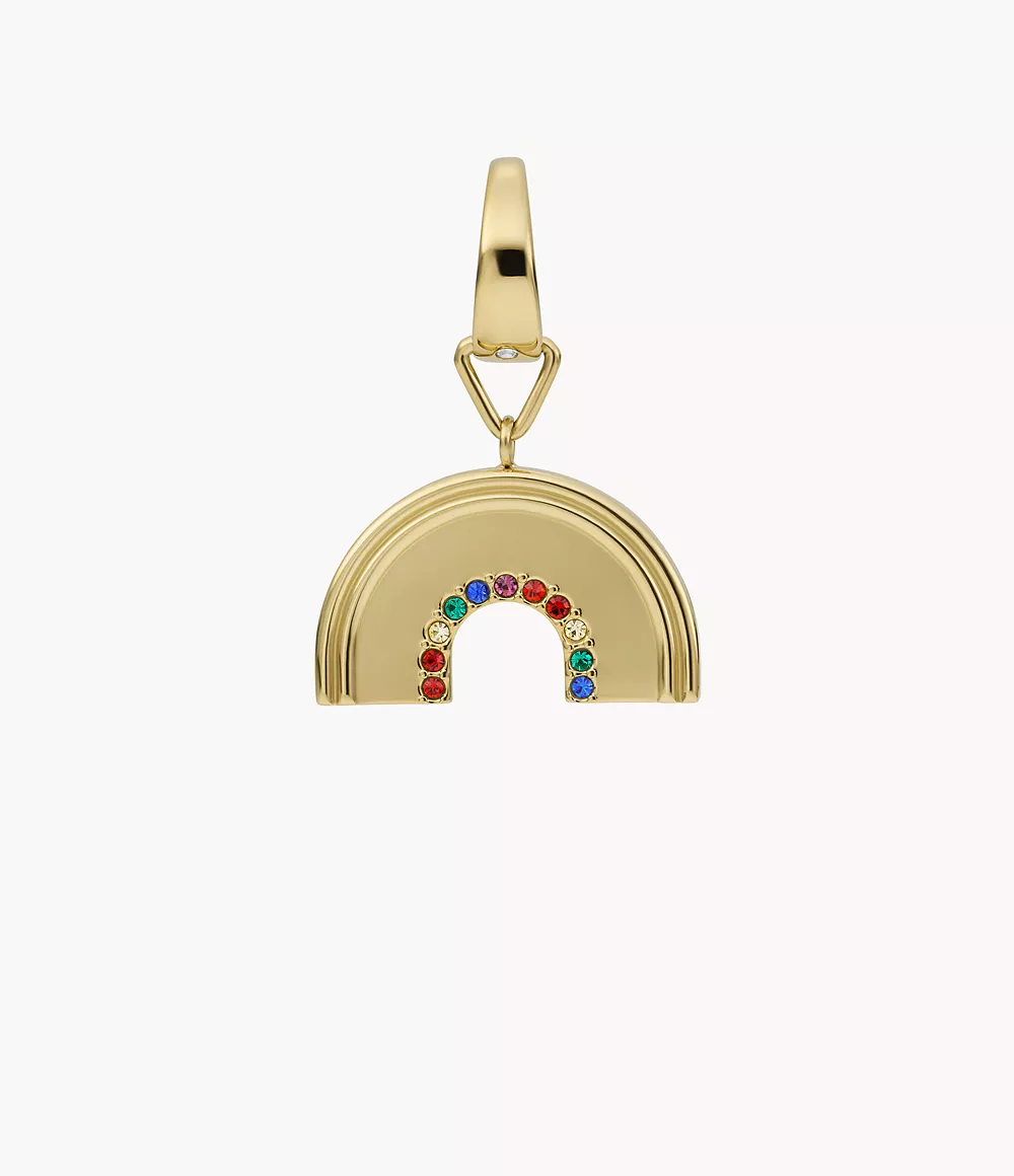 Fossil Women's Rowan Oh So Charming Multicolor Glass Stainless Steel Rainbow Charm - Gold-Tone