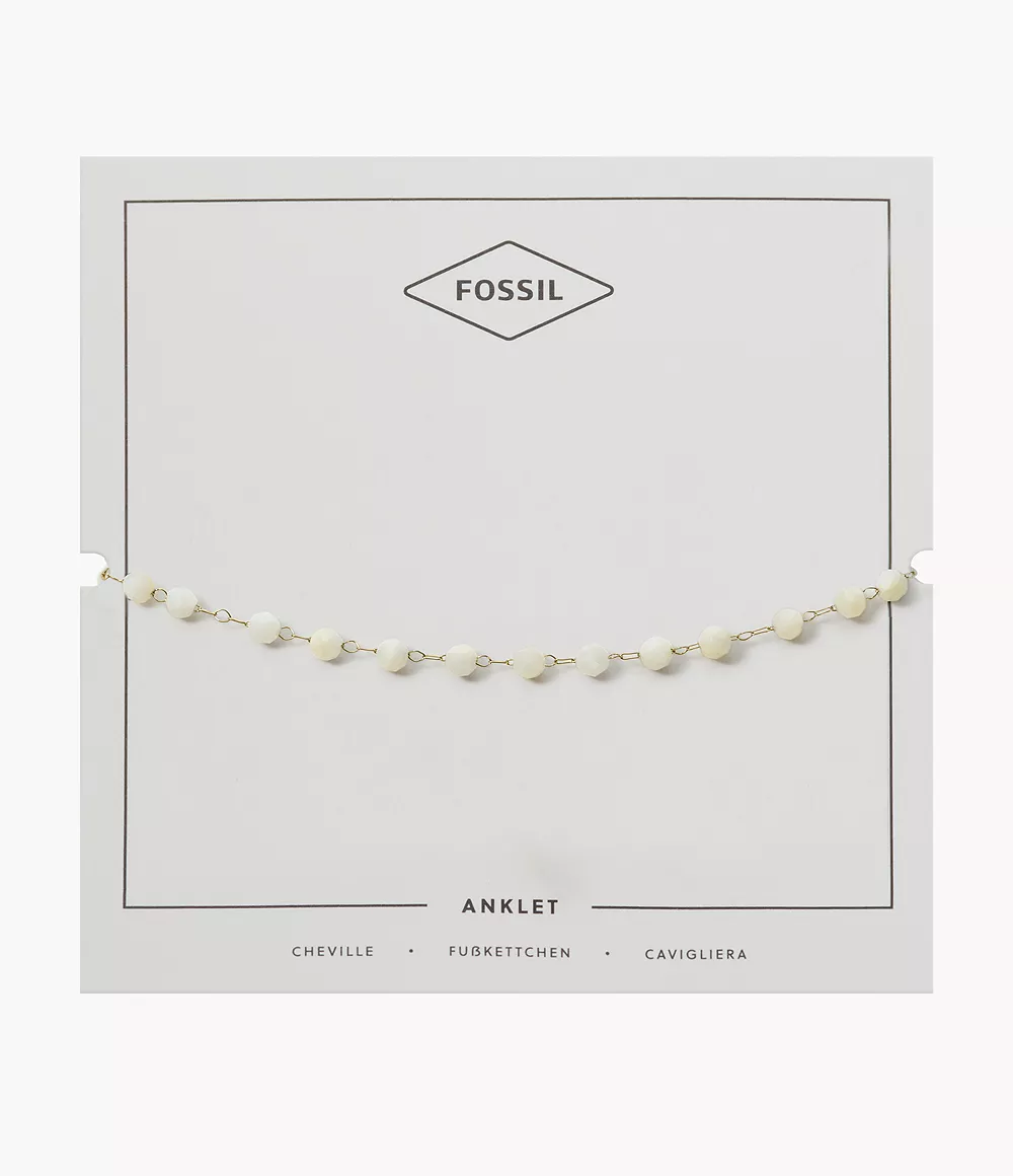 Fossil Femmes Bracelet de cheville Drew All Stacked Up en perles de coquillage blanc nacré -Doré