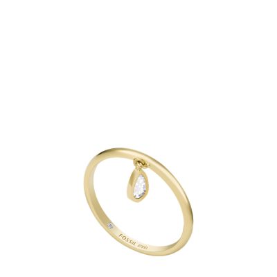 

Fossil Femmes Bague Sadie All Stacked Up en acier inoxydable doré et verre en forme de goutte d’eau