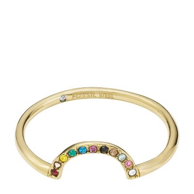 Sadie All Stacked Up Multicolour Glass Stainless Steel Arch Ring -  JF04077710001 - Fossil