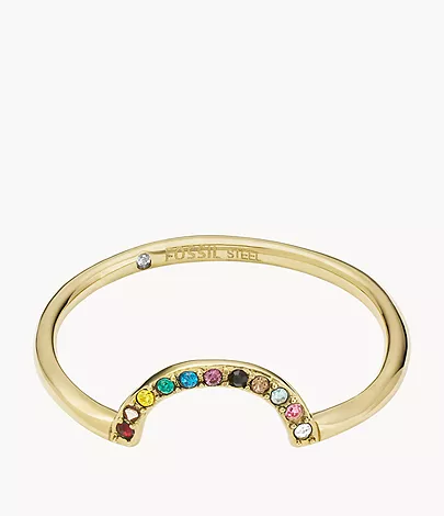 Sadie All Stacked Up Multicolour Glass Stainless Steel Arch Ring -  JF04077710001 - Fossil