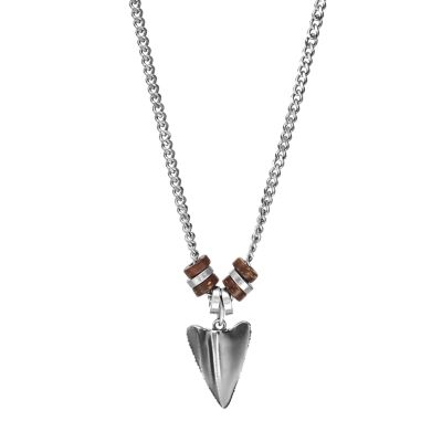 Coconut Bead Necklace Fossil Shark Tooth