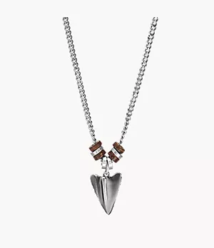 Collier à pendentif avec perles de noix de coco brunes Dent de requin Vintage Casual