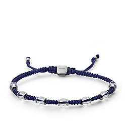 Vintage Casual Joyful Expression Pacific Blue Recycled Nylon Beaded Bracelet
