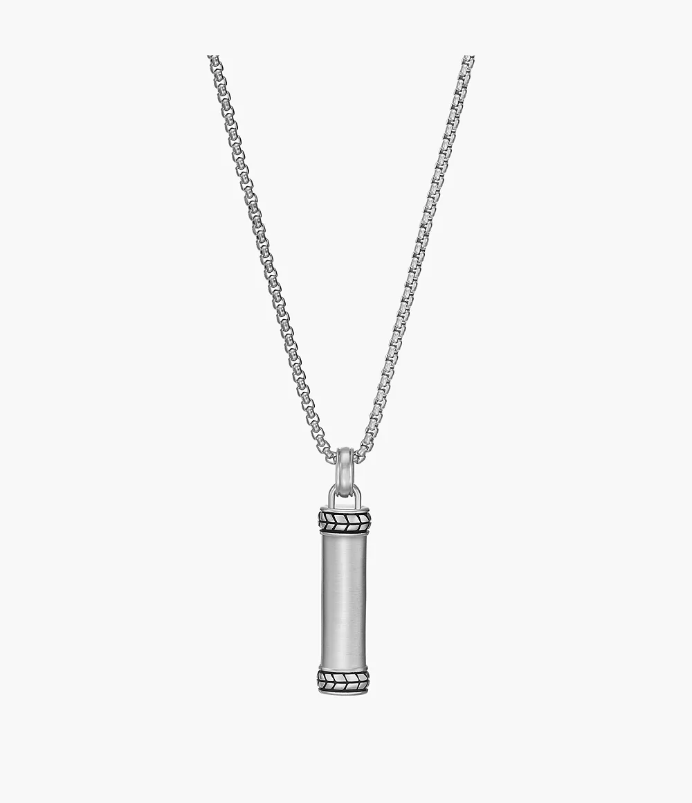 Fossil Men's Dress Chevron Stainless Steel Pendant Necklace - Silver-Tone