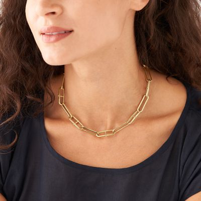 Heritage D-Link Gold-Tone Stainless Steel Chain Necklace