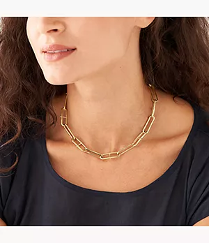 Collar de cadena Heritage D-Link de acero inoxidable en tono dorado