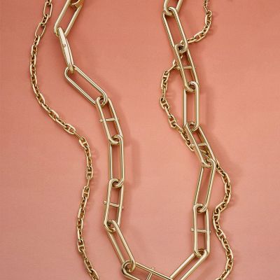 Heritage D-Link Gold-Tone Stainless Steel Chain Necklace