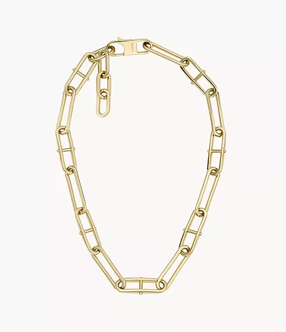 Un collier chaîne doré.