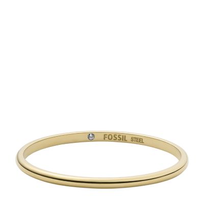 Ring Up Fossil - Stacked Band - Gold-Tone Steel JF04105710002 All Stainless