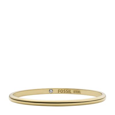 All Stacked Up Band Gold-Tone Ring - - Steel Stainless JF04105710007 Fossil