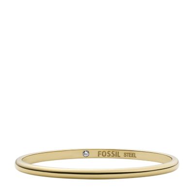 All Stacked Up Gold-Tone Stainless Band Steel JF04105710002 - - Ring Fossil