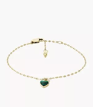 Modern Meadows Reconstituted Green Malachite Heart Chain Bracelet