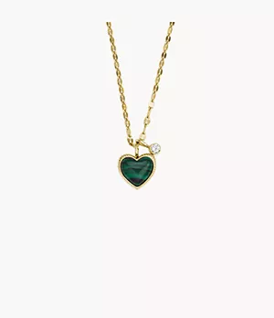 Modern Meadows Reconstituted Green Malachite Heart Pendant Necklace