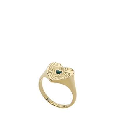 

Fossil Femmes Chevalière cœur Modern Meadows en malachite reconstituée vert