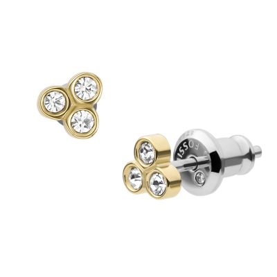 Sadie Trio Glitz Gold-Tone Stainless Steel Stud Earrings - JF04110710 -  Fossil