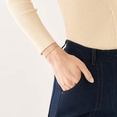 Sadie Trio Glitz Gold-Tone Stainless Steel Station Bracelet