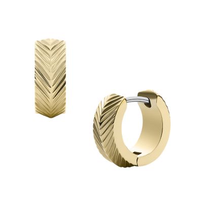 Harlow Linear Texture Gold-Tone Stainless Steel Huggie Hoop Earrings