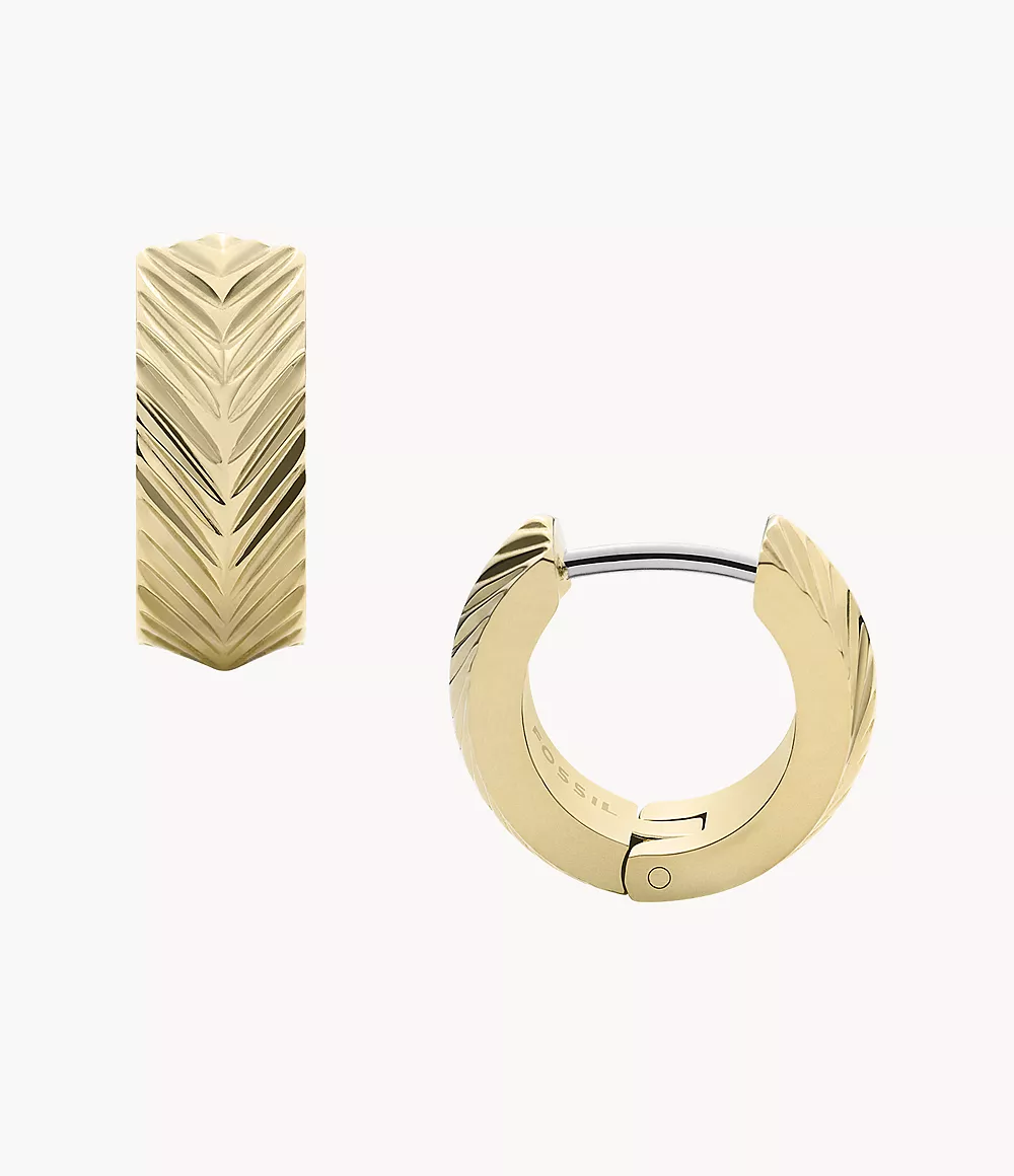 Harlow Linear Texture Gold-Tone Stainless Steel Huggie Hoop Earrings  JF04116710
