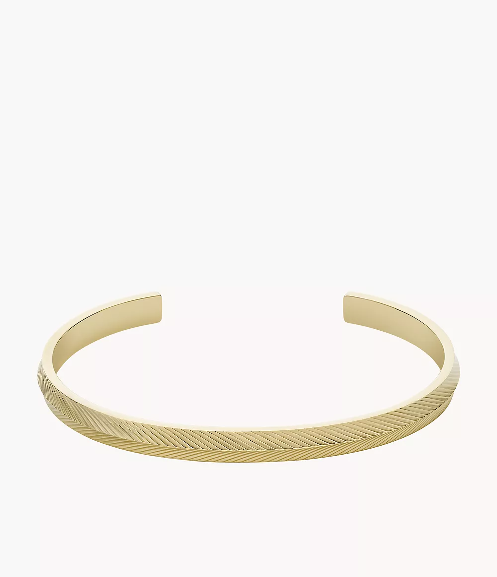 Image of Harlow Linear Texture Gold-Tone Stainless Steel Bangle Bracelet