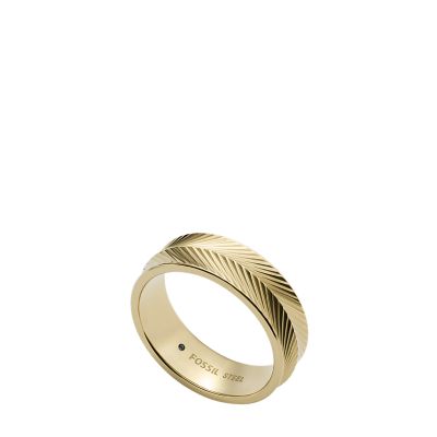 Harlow Linear Texture Gold-Tone Fossil Band Stainless JF04118710002 Steel - - Ring