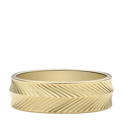 Texture JF04118710002 Harlow - - Stainless Band Linear Fossil Gold-Tone Steel Ring