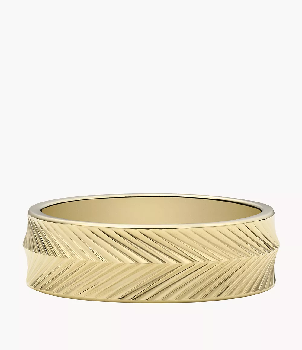 Fossil Women Harlow Linear Texture Gold-Tone Stainless Steel Band Ring