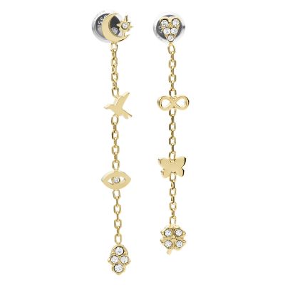 Fossil femmes boucles d’oreilles pendantes sutton golden icons  en acier inoxydable  dorées