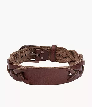 Heritage Braided Brown Leather Strap Bracelet