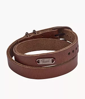 Heritage Double Wrap Brown Leather Strap Bracelet