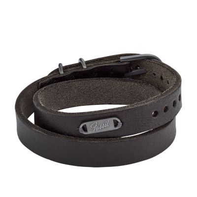 Heritage Double Wrap Black Leather Strap Bracelet