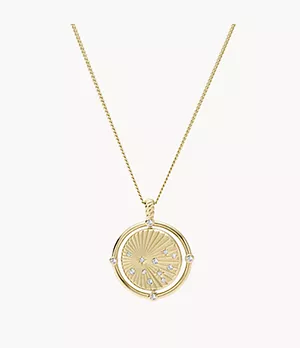 Under The Stars Gold-Tone Stainless Steel Spinning Pendant Necklace