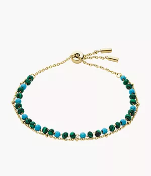Modern Meadows Green Malachite and Turquoise Beaded Bracelet