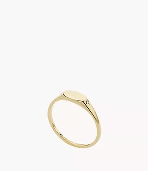All Stacked Up Gold-Tone Stainless Steel Signet Pinky Ring