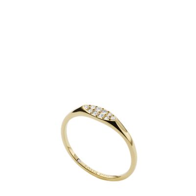 - Stacked Ring Up - Stack Stainless JF04137710003 All Gold-Tone Fossil Steel