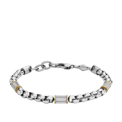 All Stacked Up Two-Tone Stainless Steel Chain Bracelet - JF04138998 - Fossil