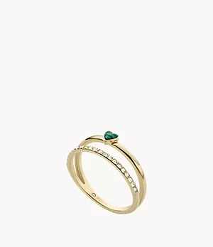 Modern Meadows Reconstituted Green Malachite Heart Band Ring