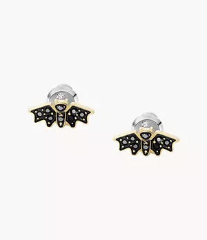 All Stacked Up Black Glass Bat Stud Earrings