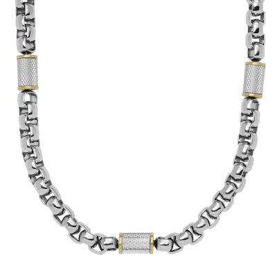 All Stacked Up Two-Tone Stainless Steel Chain Necklace 