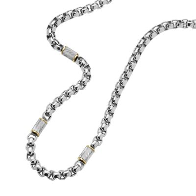 All Stacked Up Fossil Chain Stainless JF04145998 Steel - Two-Tone - Necklace