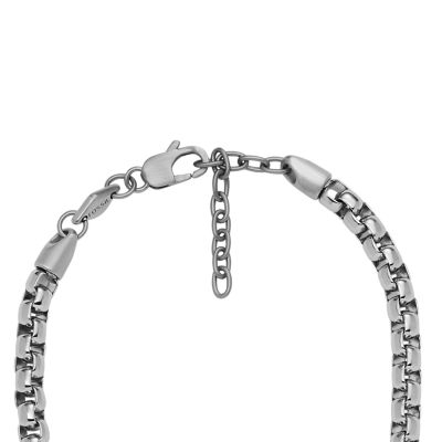 Two-Tone Necklace All - Up Steel Stainless - Stacked Fossil Chain JF04145998