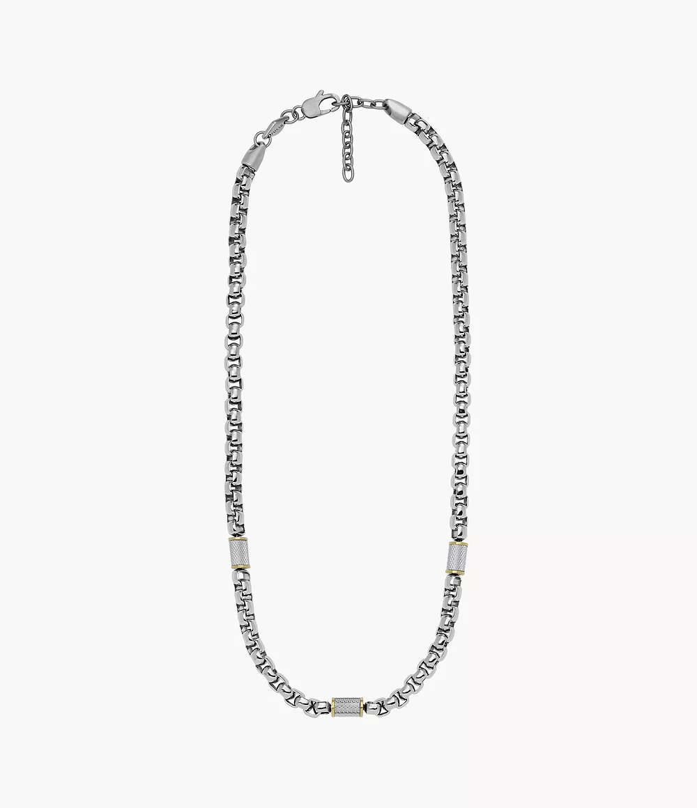 Image of All Stacked Up Two-Tone Stainless Steel Chain Necklace