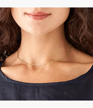 Oh So Charming Gold-Tone Stainless Steel Paperclip Chain Necklace