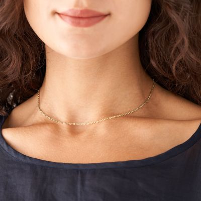 Oh So Charming Gold-Tone Stainless Steel Paperclip Chain Necklace -  JF04148710 - Watch Station