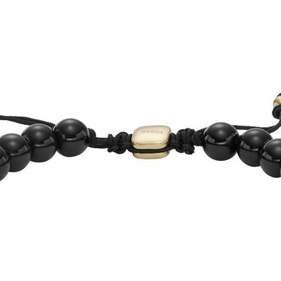 BC2256F - Bracelet Elastique Grosses Perles Brillantes Noir avec Charm  Etoile Pierre Style Marbre