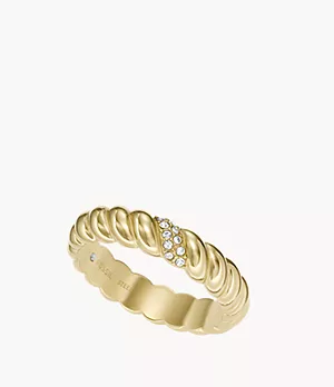 Vintage Twist Gold-Tone Stainless Steel Band Ring