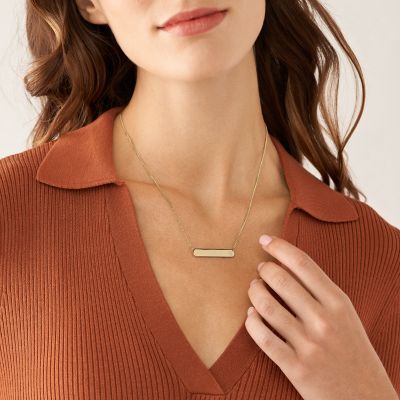 Drew Gold-Tone Stainless Steel Bar - Necklace JF04174710 Chain - Fossil