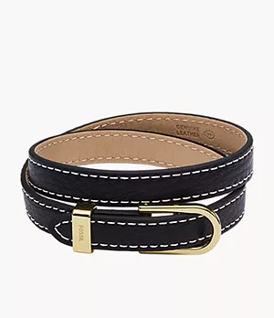 Heritage D-Link Black Leather Strap Bracelet