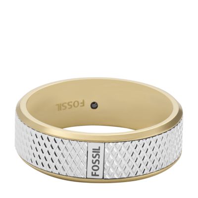 Band - Fossil Steel Ring Stainless - Two-Tone All Stacked JF04195998001 Up